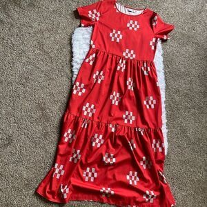 Misslook Dress‎ Maxi Lightweight Thin Short Sleeve Long Red Women’s Size Medium